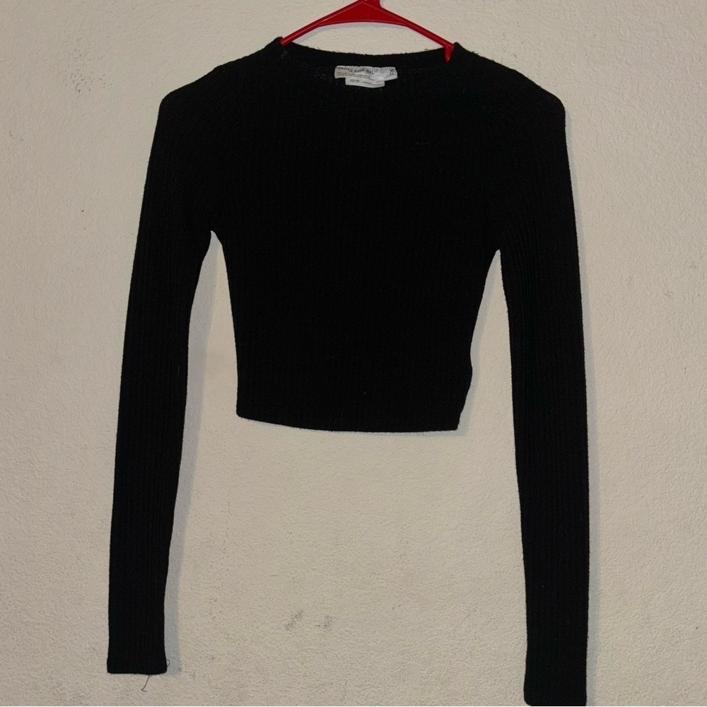 Urban Renewal ribbed cropped shirt black, size XS